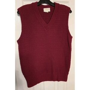 Andhurst Sweater Vest Mens Medium Knit Pullover Red Maroon V-Neck Acrylic VTG